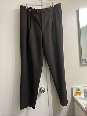 100% wool Andrew Fezza Men's Brown Dress Trousers